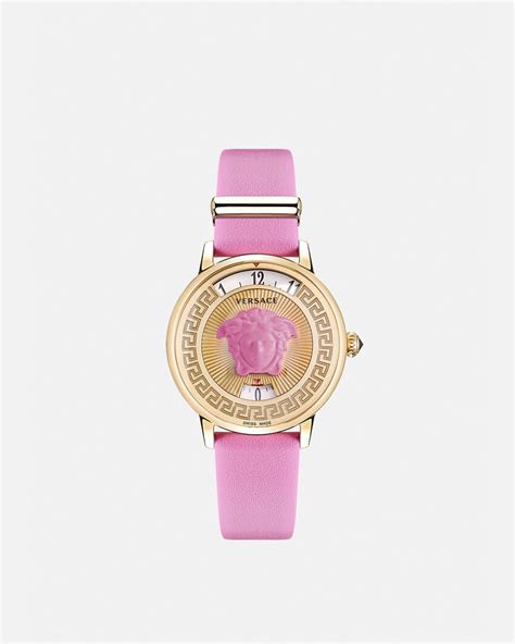 Versace Medusa Icon Pink Leather Strap Watch 